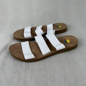 Maui Island | Women’s Slide Sandal Shoes Size 10 Medium White Straps